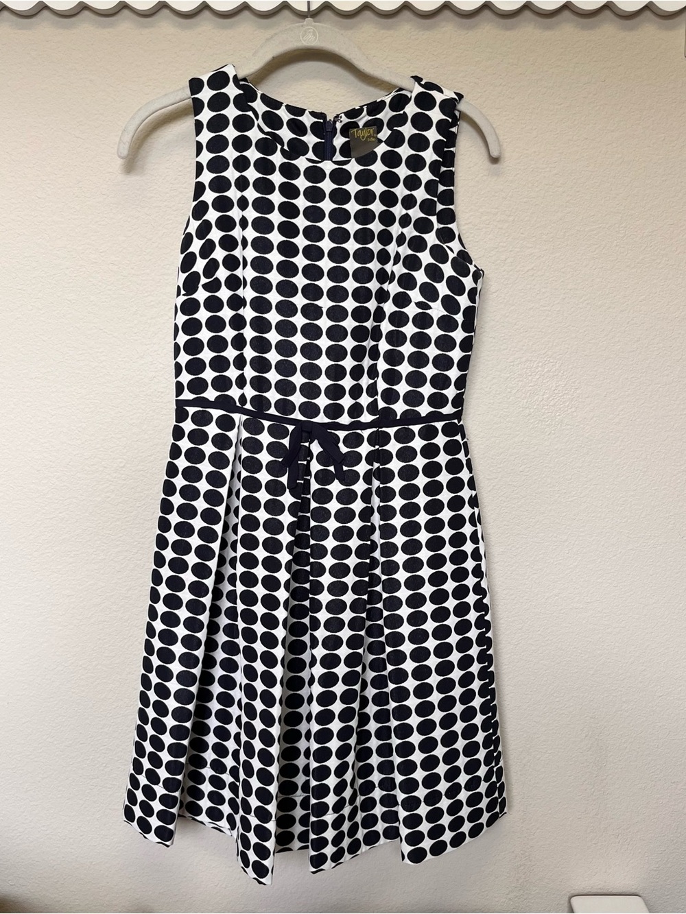 Taylor Navy and White Polka Dot Dress
